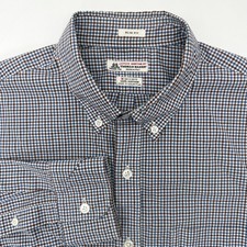 J.Crew Button Down Mens M Blue Burgundy Thomas Mason Slim Fit Gingham Shirt