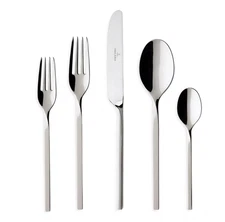VILLEROY & BOCH NEW WAVE 5-PCS PLACE SETTING STAINLESS STEEL FLATWARE SET NEW