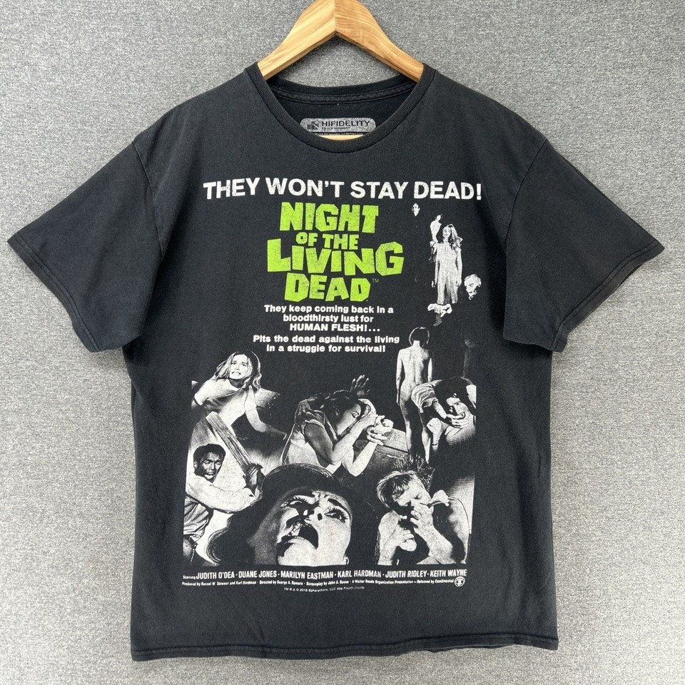 Night Of The Living Dead T Shirt Mens Large Faded Black Horror Movie HiFidelity