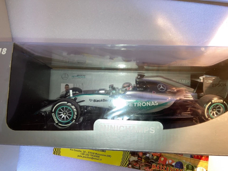 110150044 MINICHAMPS 1:18 MERCEDES PETRONAS HAMILTON GP 2015 NEW SHIPP. WORLD. - Immagine 3 di 4