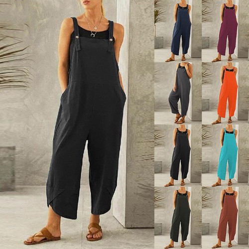 Womens Straps Trousers Suspenders Dungarees Overalls Playsuits Casual Jumpsuits