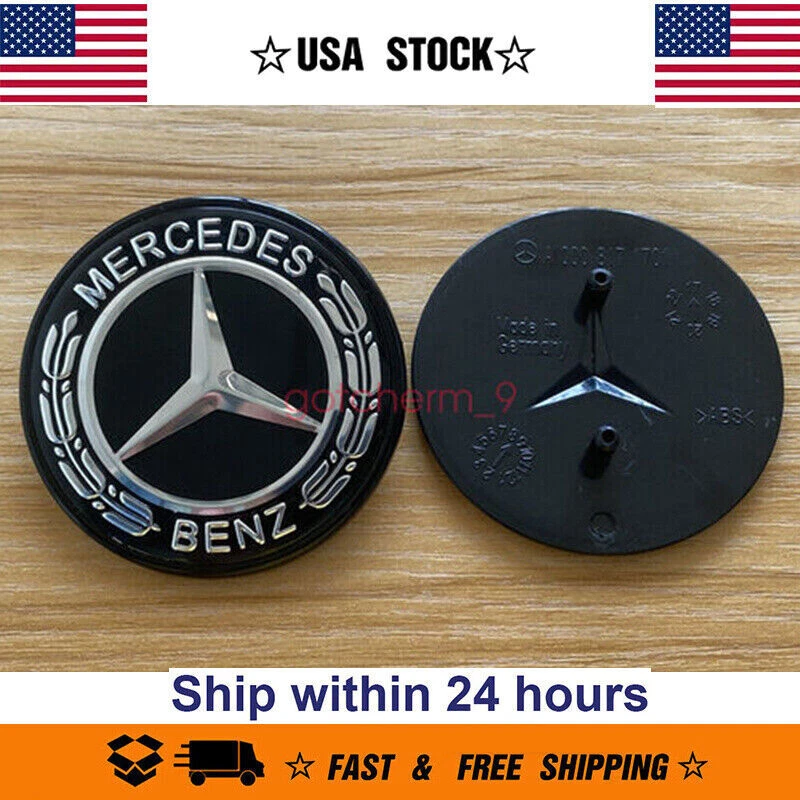 FOR C CL CLK CLS E GL GLK ML SL R S Black Hood Emblem Badge Genuine OE - Image 3 of 4