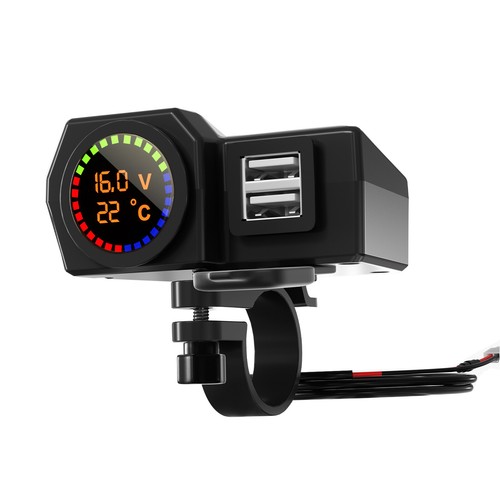 Volt Temperature Meter Phone Charge Bracket Universal Black A Fits Moto Scooter