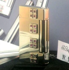 Working S.T. Dupont Gas Lighter Silver Ruby LINE D with box