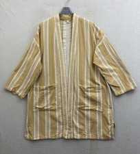 EILEEN FISHER Kimono Cardigan L/XL Yellow Striped Organic Cotton Designer
