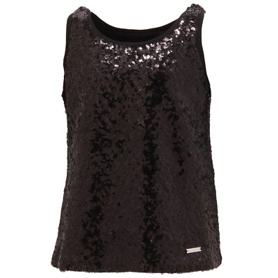 4032T canotta bimba DSQUARED2 nero paillettes maglia t-shirt kid