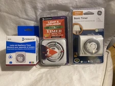 3 Mechanical Light Timers:GE 24H Basic Timer/TN311 INTERMATIC/TN111C INTERMATIC