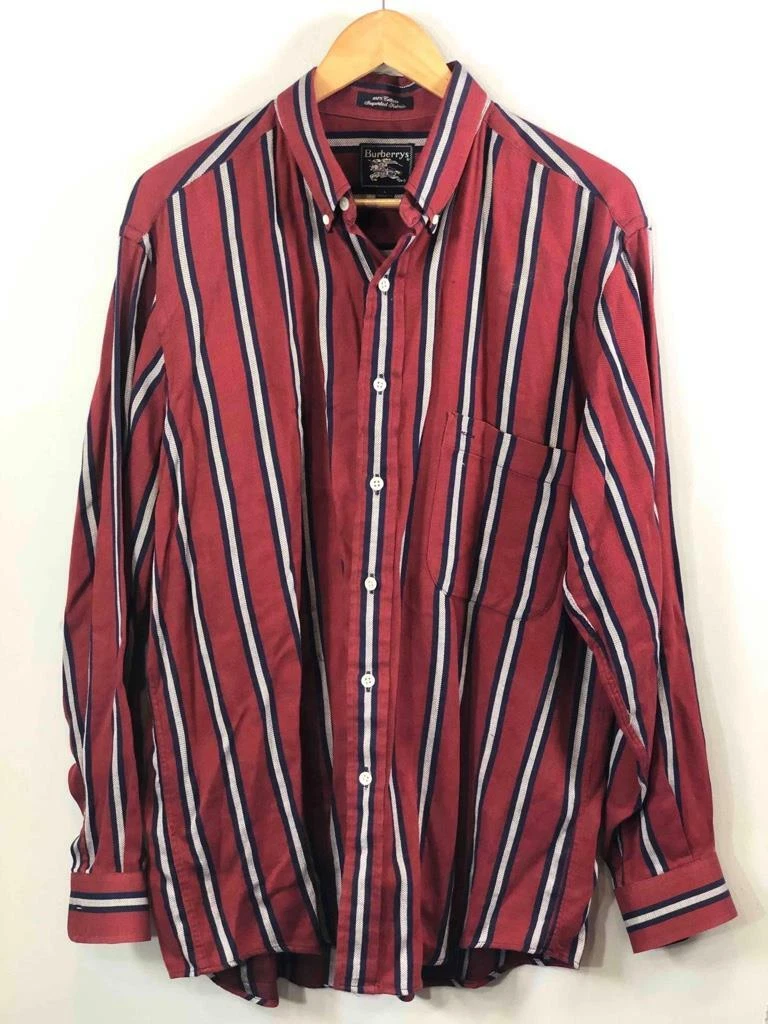 Camicia BURBERRY 100% cotone righe rosse manica lunga con bottoni taglia L