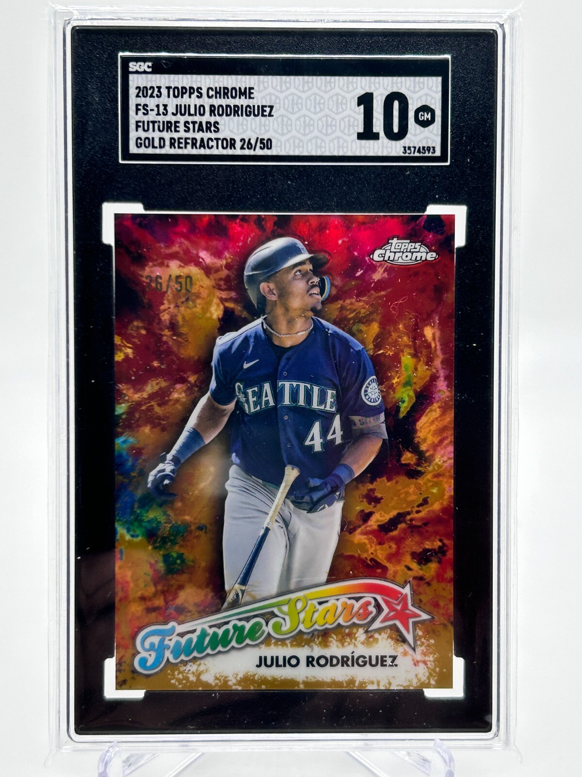 JULIO RODRIGUEZ 2023 TOPPS CHROME FUTURE STARS GOLD 26/50 SGC 10 #FS-13 JC