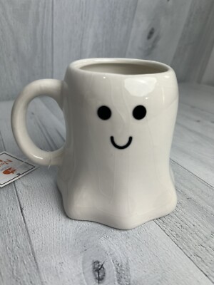 Halloween Ghost White Iridescent Mug Target Coffee Cup Cute Gothic Holiday NWT