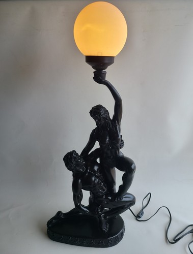 Vintage Art Deco Style Nude Woman lady & Man Statue Sculptural Globe Lamp - Picture 2 of 11