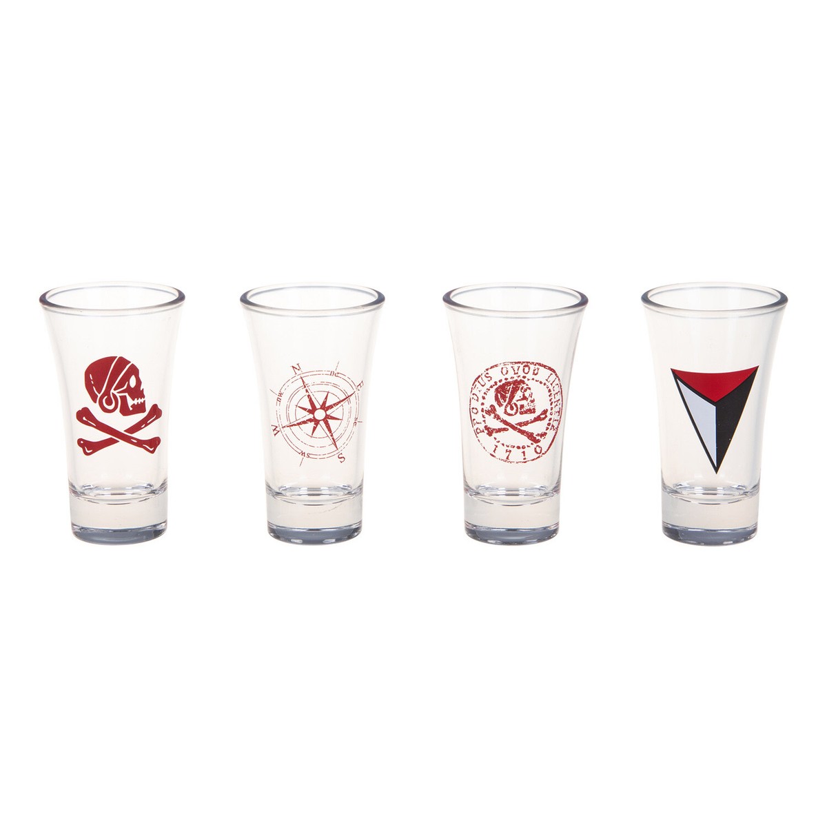 Uncharted 4 Shotglass Set – 4 Sammler-Gläser Mit Motiven Aus Dem Spiel (Münze, Totenschädel, Logos)