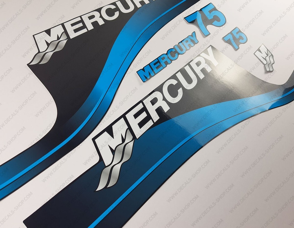 Decal Set for Mercury 75 Two Stroke Outboard. Vinyl Kit