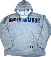 Under Armour Hoodie Girls XL Gray Blue Sweatshirt Sweater Loose Cold Gear Youth