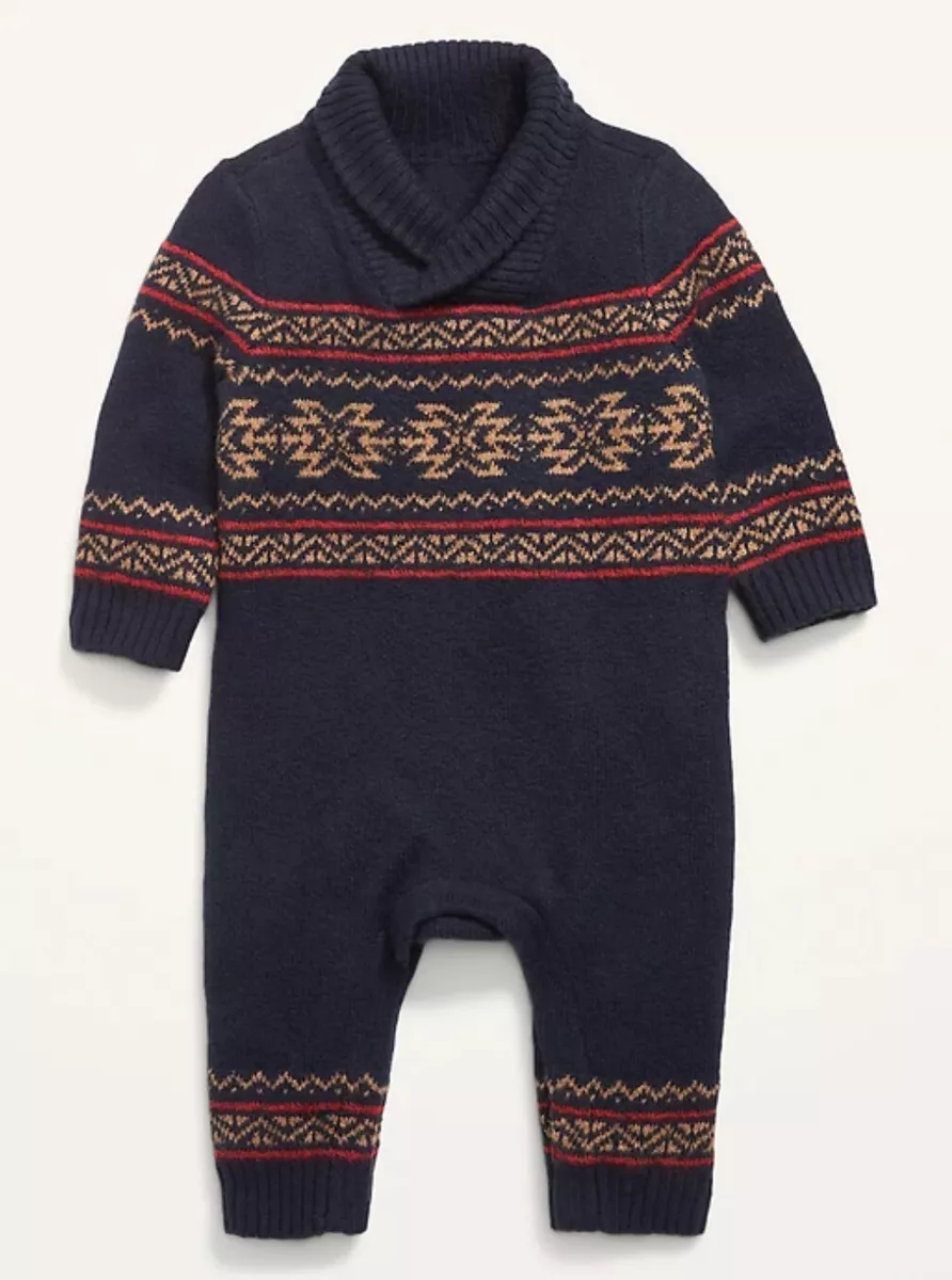 Old Navy Baby Fair Isle Shawl-Collar Sweater-Knit One-Piece Size 0-3 3-6 12-18M