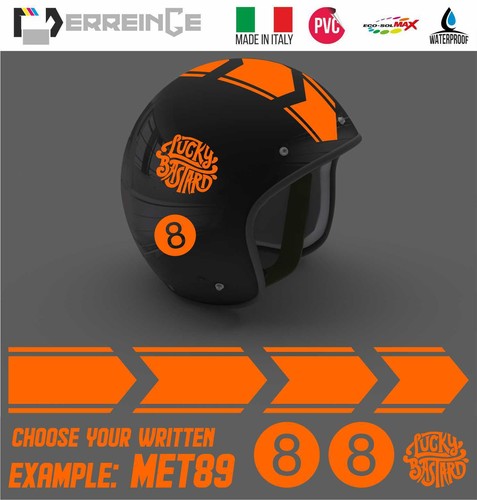 KIT ADESIVI CASCO STRISCE STICKER DECAL SCOOTER MOTO HELMET LUCKY BASTARD PVC - Imagen 11 de 11