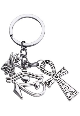 Ankh Eye Of Horus Ra Anubis Silver keychain rings Afrocentric Pendant Bag Charm