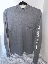 Vineyard Vines Performance Sz S Mens Gray Hoodie Long Sleeve T Shirt Blue Whale