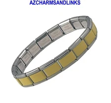 Italian Charm Bracelet Yellow Silver Trim Modular Bracelet Choose Size #BR33