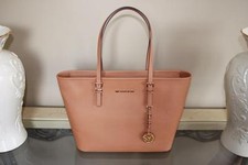 MICHAEL KORS JET SET TRAVEL MEDIUM SAFFIANO LEATHER TOTE BAG - ACORN - NEW