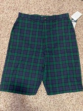 NWT NEW Polo Ralph Lauren Green Blue Plaid Shorts Boys 16