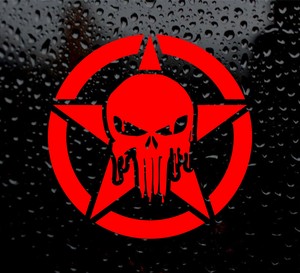 Calcomanía de estrella sangrienta Punisher logotipo para coche/van