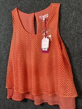 Candie s Women s Small Juniors Tank Top Pink Sheer Lace NWT