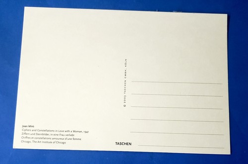 Postcard Joan Miro "Ciphers and Constellations" Taschen Art Card 4.25"x6.25" - Picture 2 of 2