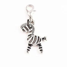 Charm Clip-on Silver Zebra Bracelet Necklace Zipper Keychain Stitch Markers