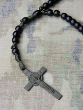 "Bellátor" Paracord Military Rosary - 2" Olive Drab St Benedict Crucifix.