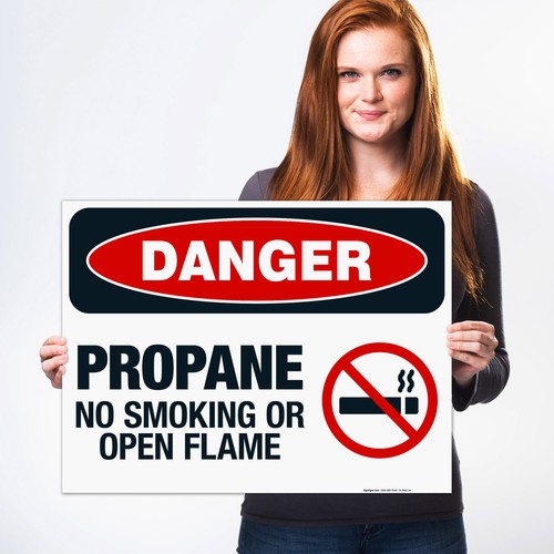 Danger Propane No Smoking Or Open Flame Sign, OSHA Danger Sign, - Picture 50 of 86