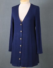 Reformation Agatha Sz S Navy Blue Button Front Ribbed Long Sleeve Dress Cardigan