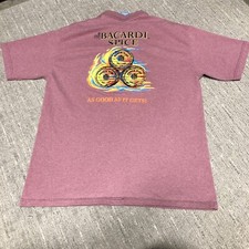 Vintage 90s Bacardi Spice Rum Flame Barrel T-Shirt Men’s XL Burgundy USA Made