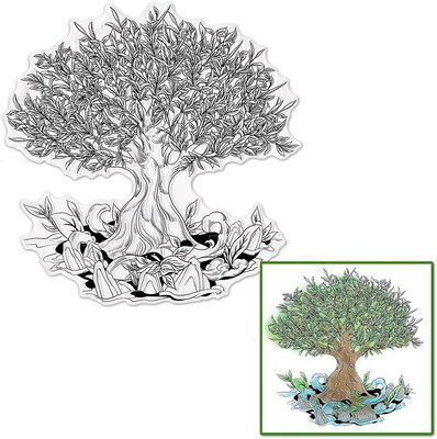 Spring Tree Clear Stamps for Card Making, Big Tree Leaves Transparent Rubber Sta