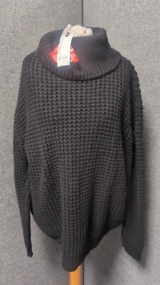 Warehouse Chunky Stitch Jumper Black UK L RRP £60 LN141 HH 13