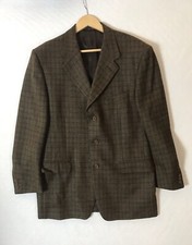 Canali Brown  Blue Check 52R USA 42 100 Wool Blazer Made In Italy