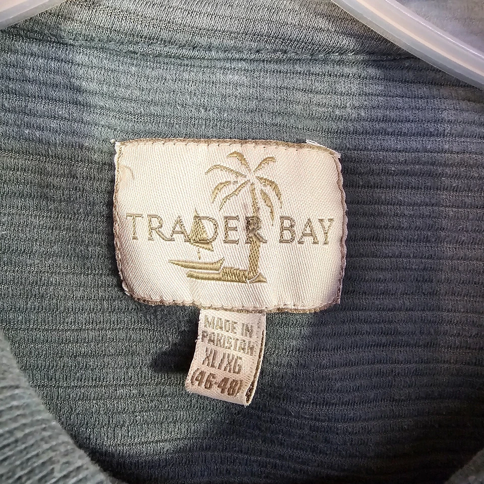 Trader Bay Shirt Mens XL Long Sleeve Polo Green - Image 4 of 4