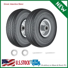 4.10/3.50-4 Tire and Wheel Flat Free,Solid 4.10/3.50-4 Tires with 5/8”Axle
