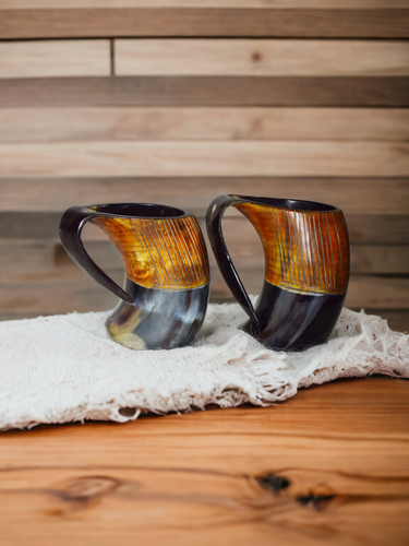 2 Tasses En Bois Avec Poignée - 13,5 Oz (400 Ml) - Pour Bière, Café, Camping - Naturel & Robuste - 5