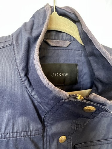 J Crew Field Jacket Utility Blue Cargo Military Small Zip Button Sweater - Picture 4 of 13