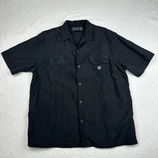 Nat Nast Luxury Originals 100 Silk Button Up Short Sleeve Black Men  s Sz Large