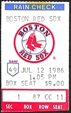 Roger Clemens 1986 Angels vs Red Sox Ticket 8K's 3 Hits Win #15 for Year