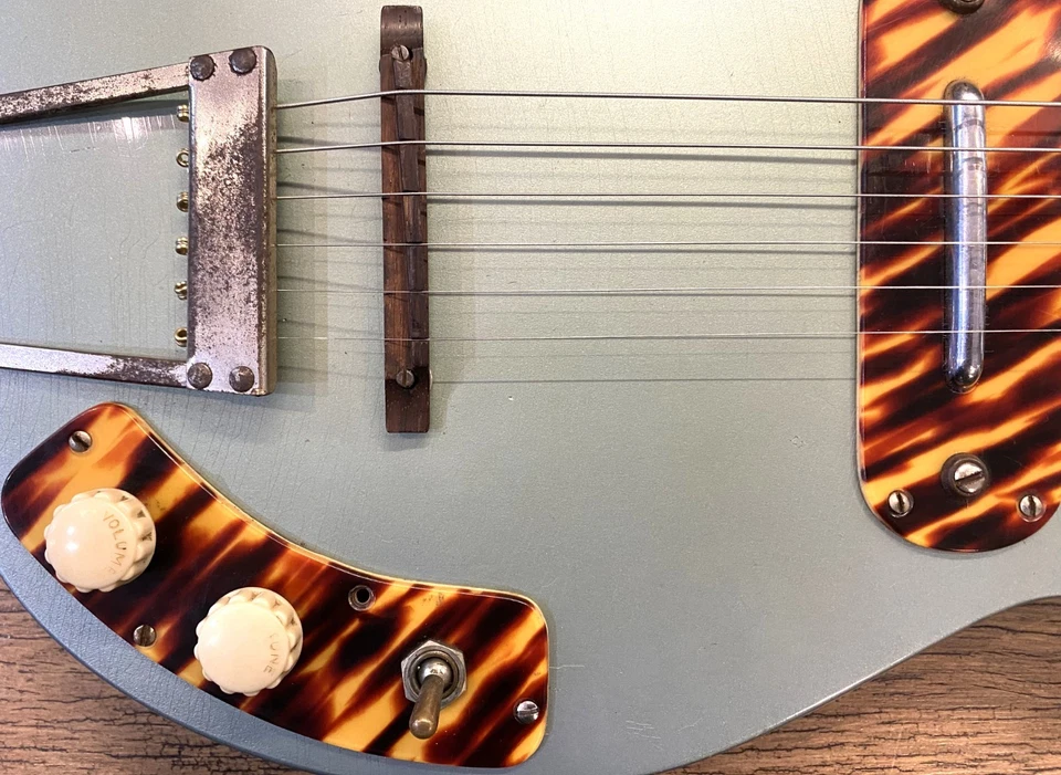 1953 Kay K-125 Stratotone "Peanut" Refinished Teal Green Electric Guitar w/Case - Image 3 of 4