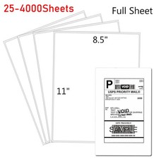 8.5" x 11" Full Sheet Shipping Label Sticker Labels for Laser Ink Jet Printers