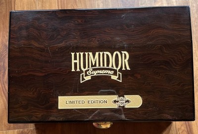 Humidor Supreme Limited Ed. 2000, Hygrometer, Shelf, Lined Drawer, Lacquered VTG