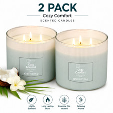 (Pack of 2)Mainstays Cozy Comfort 3-Wick Textured Wrapped Scented Candle 14 oz..