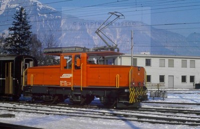 orig DIA SBB RhB Ge 3/3  214 Bj. 84 in Landquart 21.02.1985 (260612
