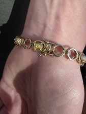 925 Silver Gold Plated Opal Bracelet D'joy Tjc Hallmarked