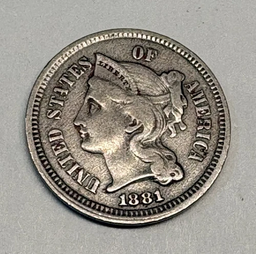 1881-P Three Cent Nickel — photo from the most recent tracked eBay sale
