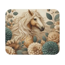 Country Elegant Horse Floral Mouse Pad, Farmhouse Gamer Pad Nature Lover's Gift